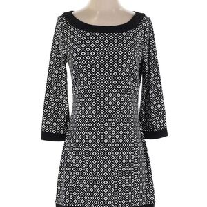 White House Black Market Sheath Dress Black and White 3/4 Sleeve